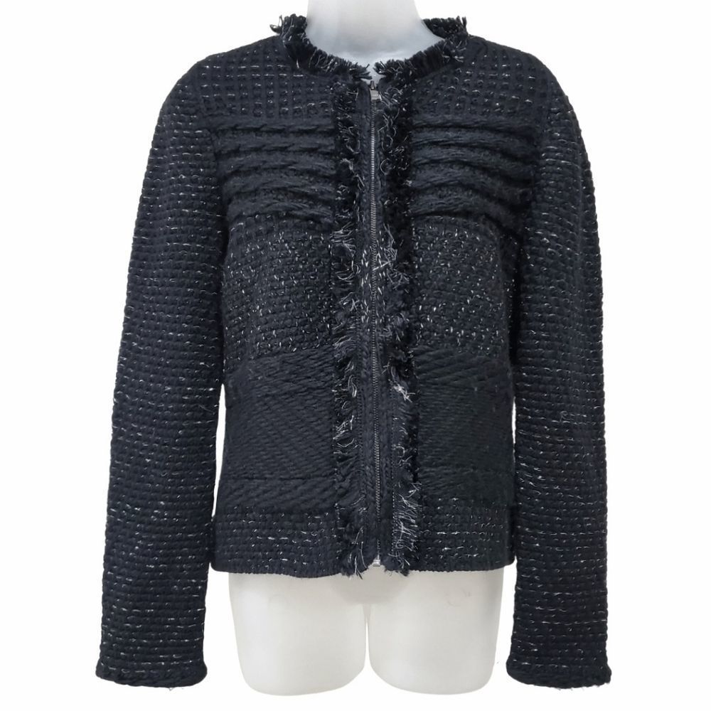 Ann Taylor Textured Black Bomber Jacket